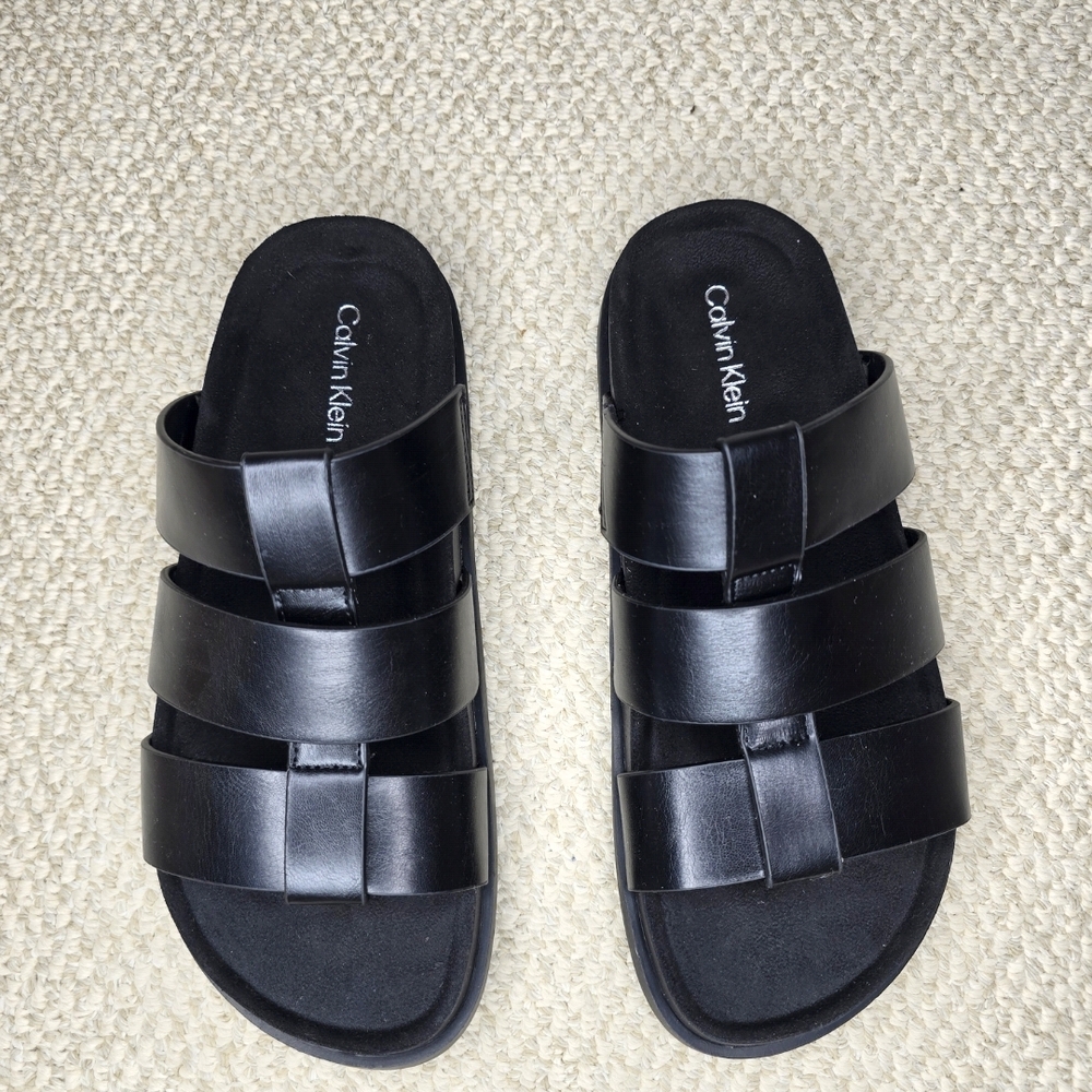 Calvin Klein Black Slide Sandals NWT 8